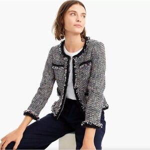 J.Crew Lady Metallic Tweed Jacket in Black Rainbow Multi Size‎ 4 Preppy Career